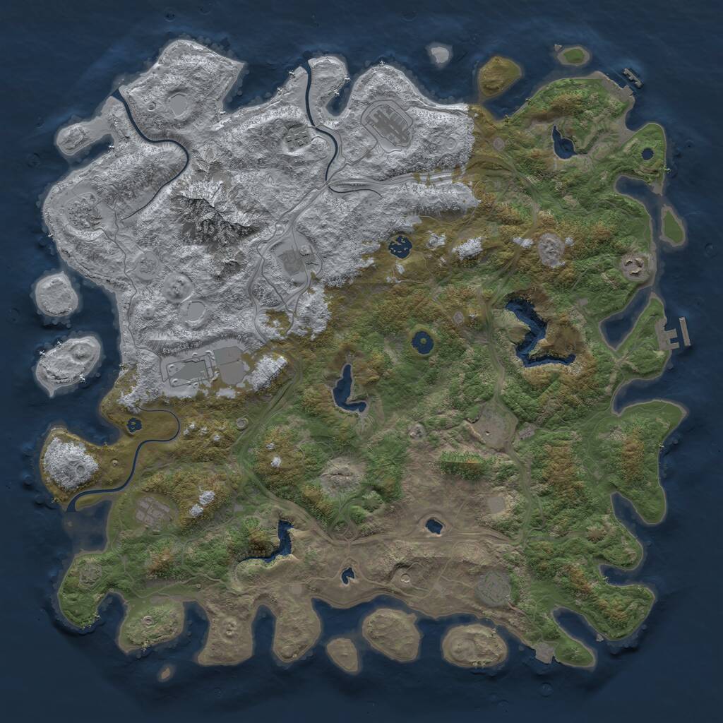 Rust Map: Procedural Map, Size: 5000, Seed: 281355254, 16 Monuments