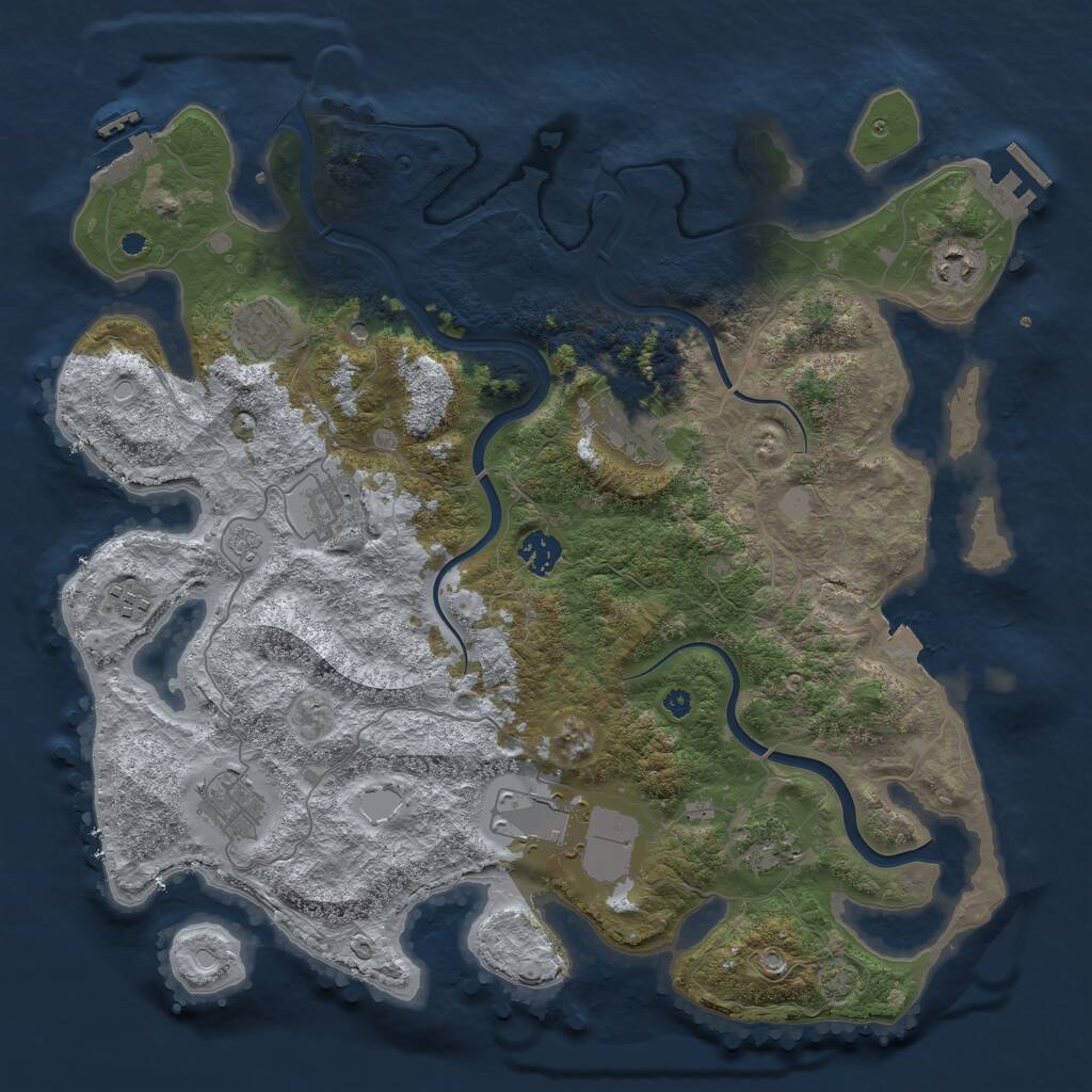 Rust Map: Procedural Map, Size: 3950, Seed: 52470158, 15 Monuments