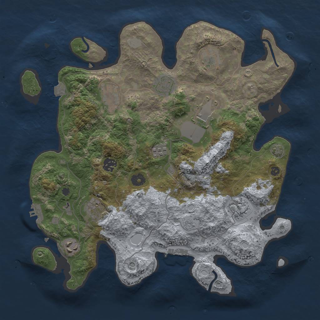 Rust Map: Procedural Map, Size: 3550, Seed: 41496589, 17 Monuments