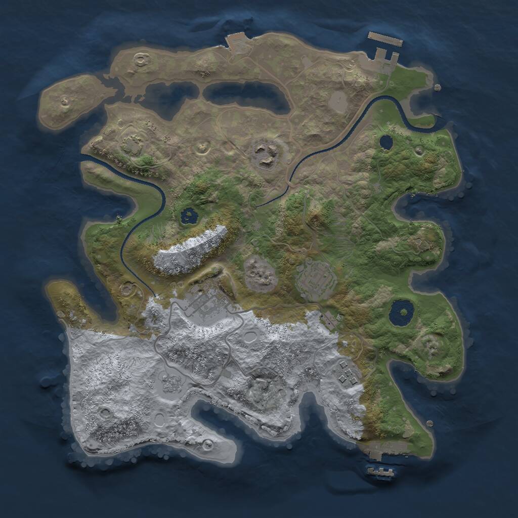 Rust Map: Procedural Map, Size: 3000, Seed: 35678456, 9 Monuments