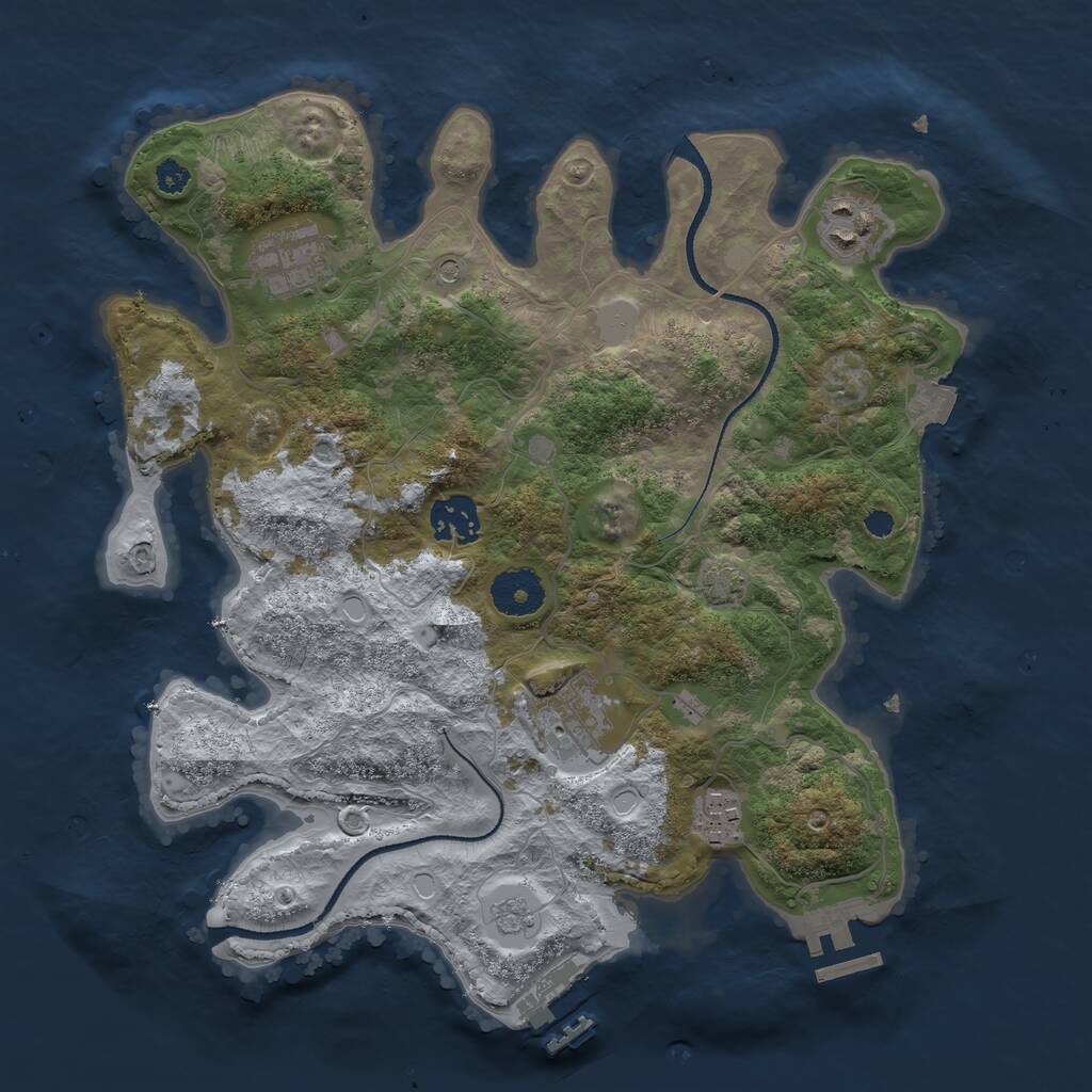 Rust Map: Procedural Map, Size: 3250, Seed: 1736693578, 11 Monuments