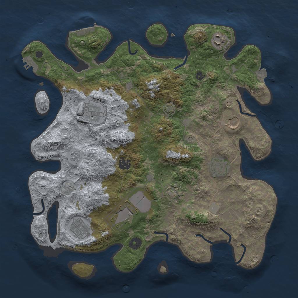 Rust Map: Procedural Map, Size: 3600, Seed: 729992813, 16 Monuments