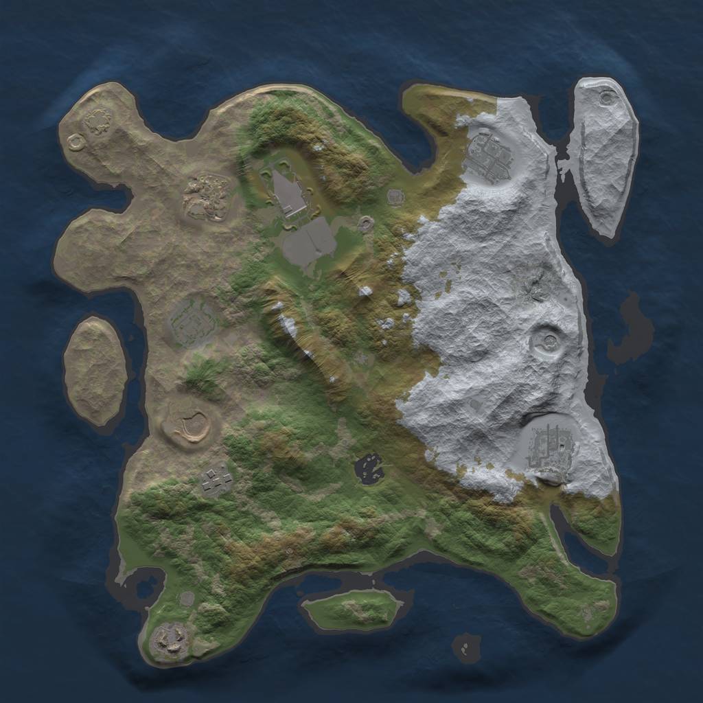 Rust Map: Barren, Size: 3500, Seed: 605503, 13 Monuments