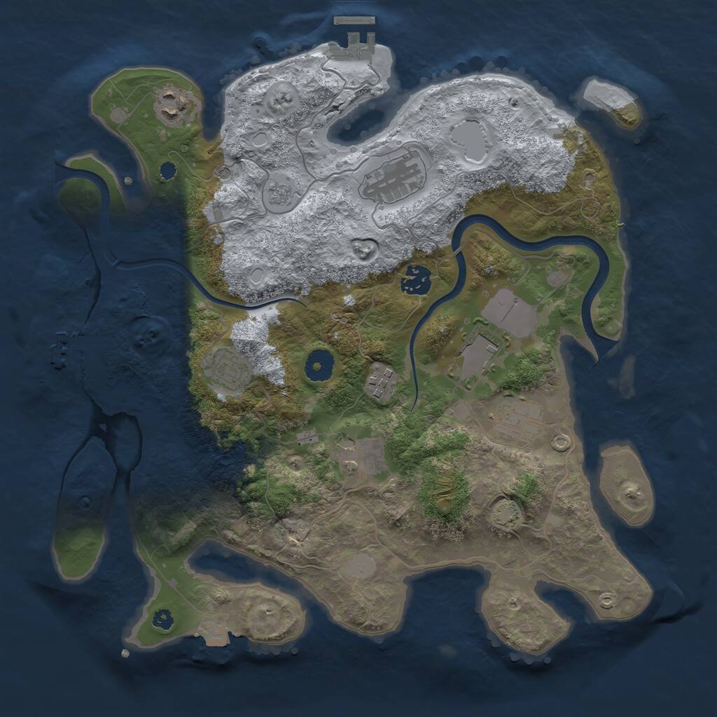 Rust Map: Procedural Map, Size: 3500, Seed: 164920274, 14 Monuments