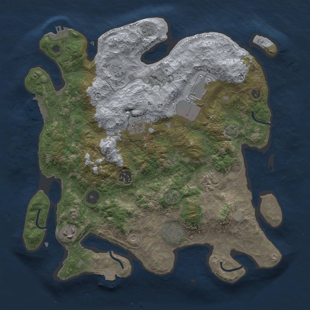 Rust Map: Procedural Map, Size: 3500, Seed: 164920274, 15 Monuments