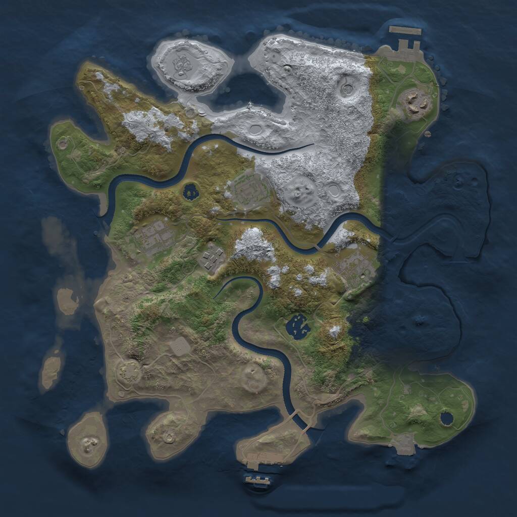 Rust Map: Procedural Map, Size: 3250, Seed: 45089, 12 Monuments