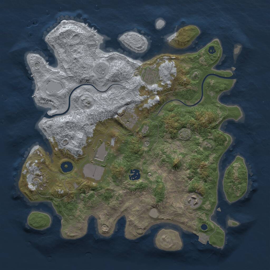 Rust Map: Procedural Map, Size: 3500, Seed: 376280, 10 Monuments
