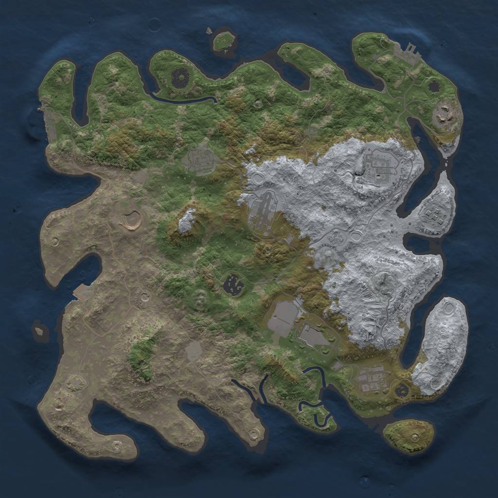 Rust Map: Procedural Map, Size: 3800, Seed: 265794693, 17 Monuments
