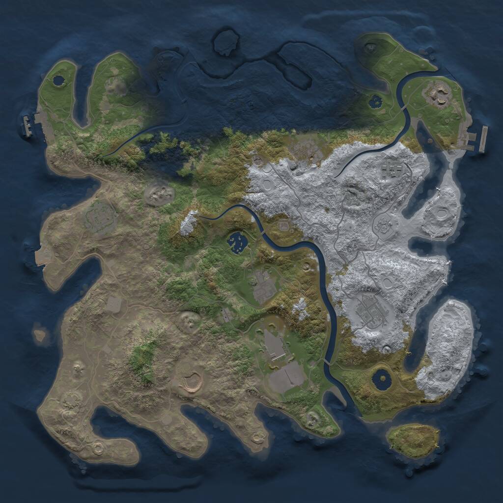 Rust Map: Procedural Map, Size: 3800, Seed: 265794693, 15 Monuments