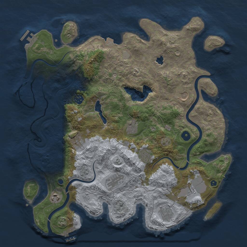 Rust Map: Procedural Map, Size: 4000, Seed: 792691475, 16 Monuments