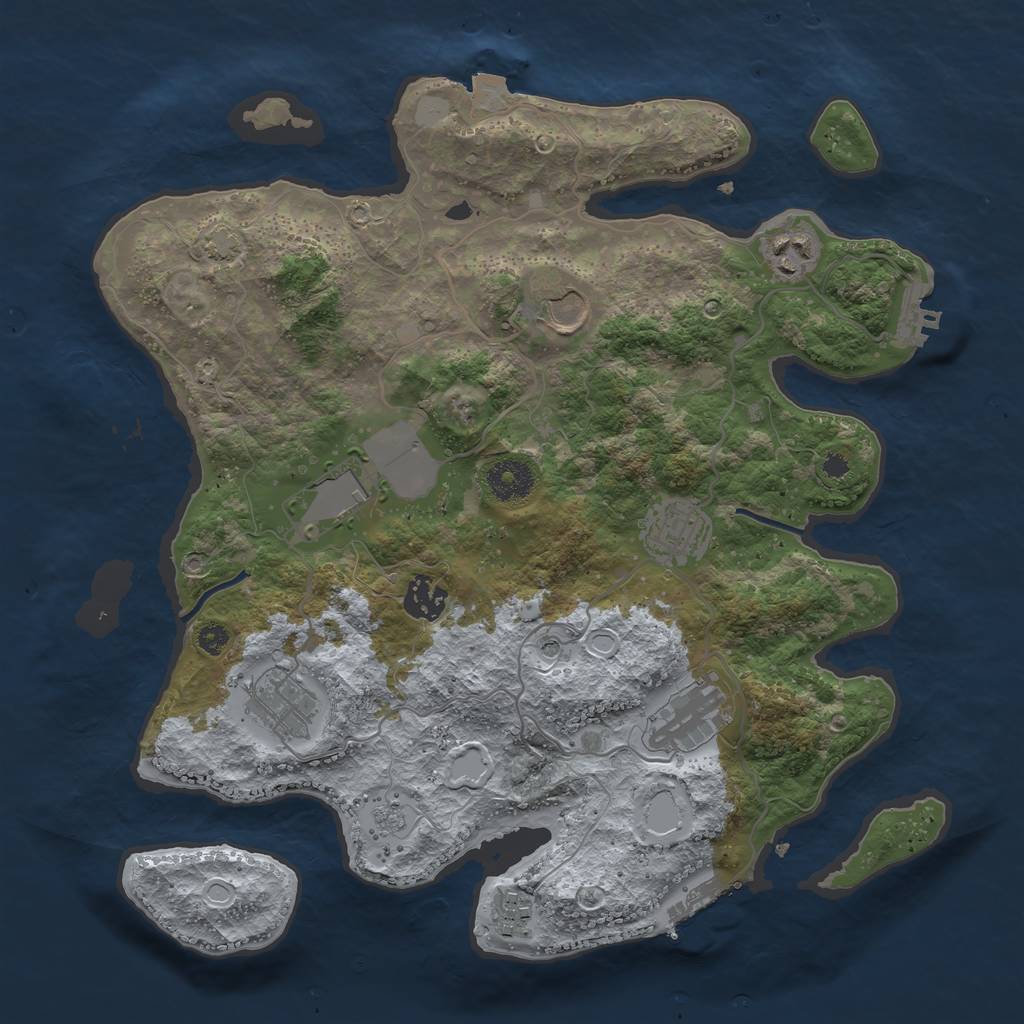 Rust Map: Procedural Map, Size: 3500, Seed: 1866258031, 16 Monuments