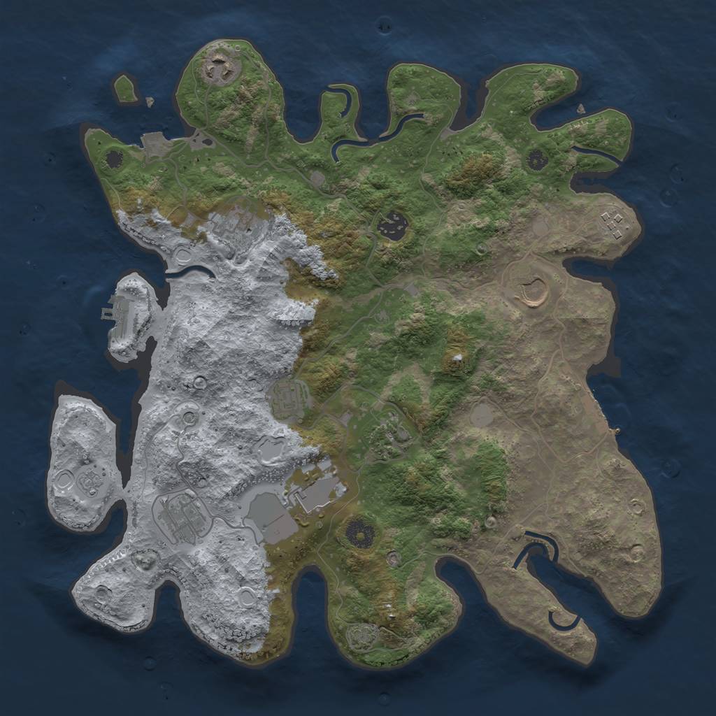 Rust Map: Procedural Map, Size: 3700, Seed: 754368788, 17 Monuments