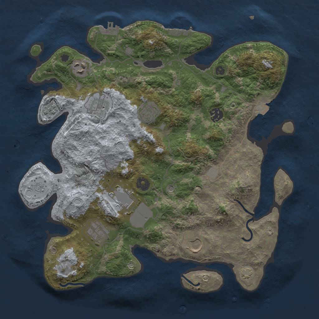 Rust Map: Procedural Map, Size: 3500, Seed: 27731, 16 Monuments