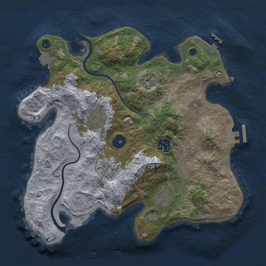 Rust Map: Procedural Map, Size: 3000, Seed: 1142410746, 10 Monuments