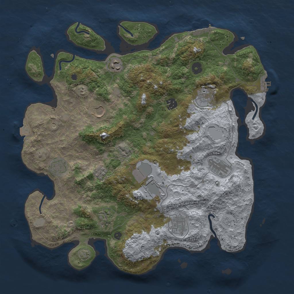 Rust Map: Procedural Map, Size: 3900, Seed: 523783178, 18 Monuments