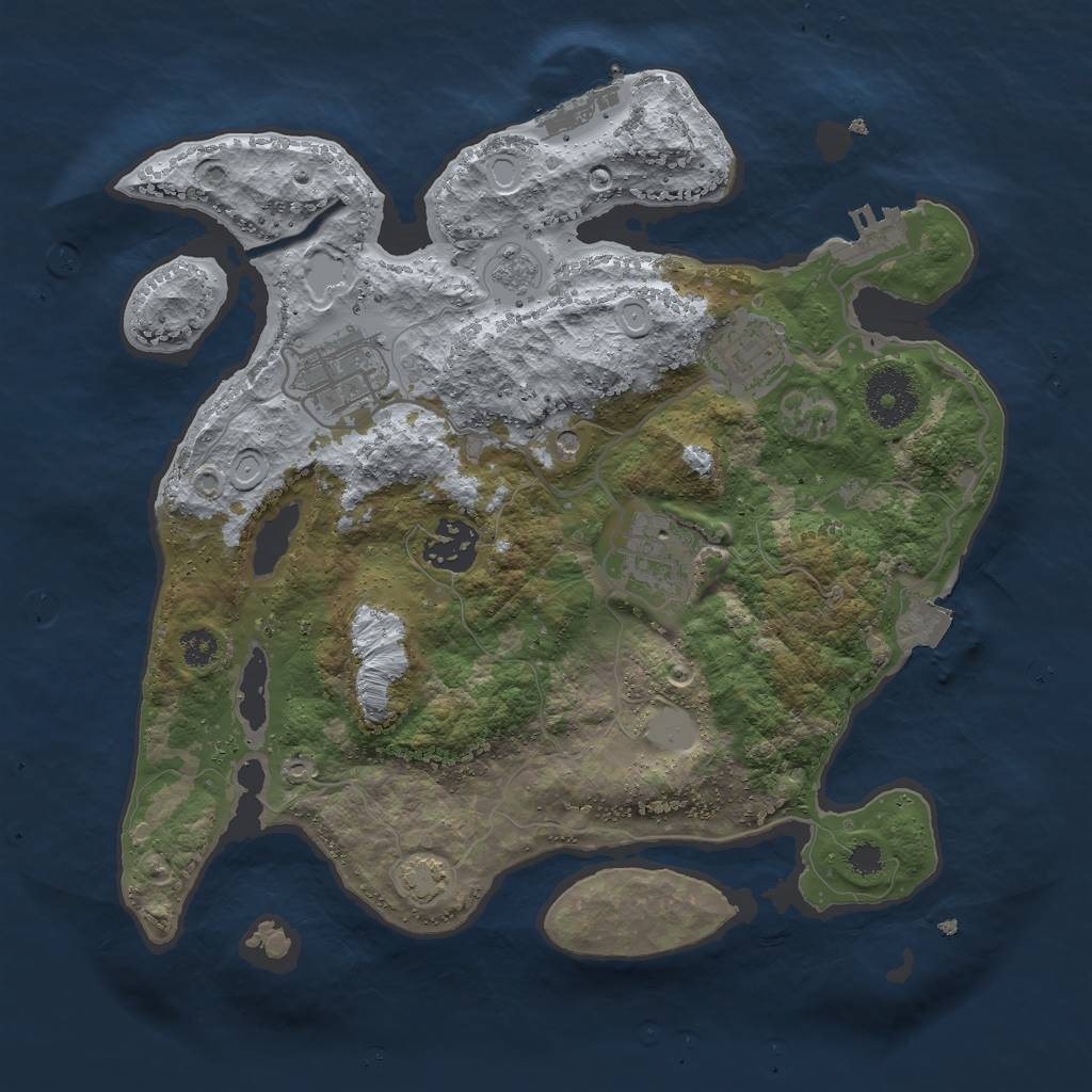 Rust Map: Procedural Map, Size: 3000, Seed: 1137691677, 12 Monuments