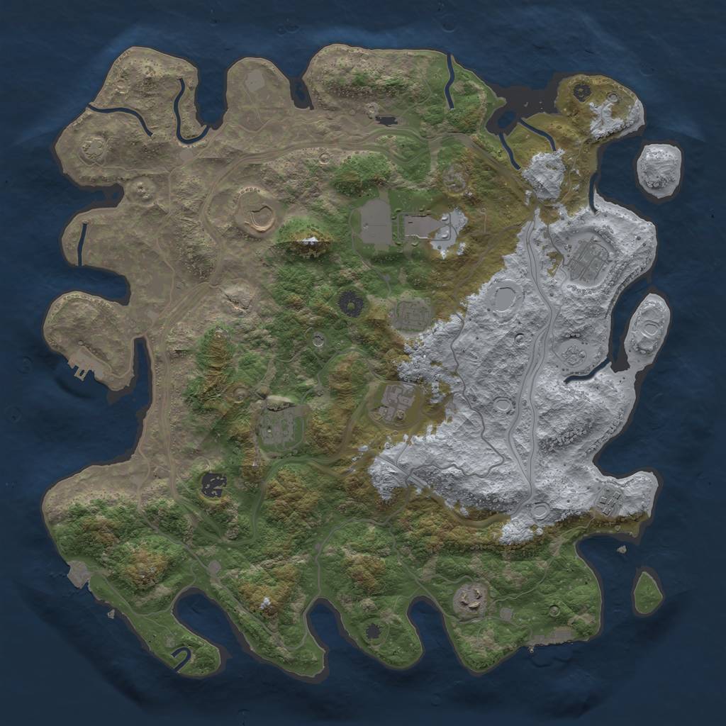 Rust Map: Procedural Map, Size: 4250, Seed: 555394780, 17 Monuments