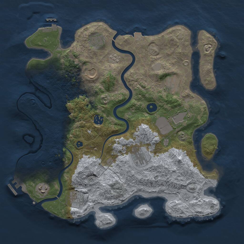Rust Map: Procedural Map, Size: 3700, Seed: 6111201, 15 Monuments