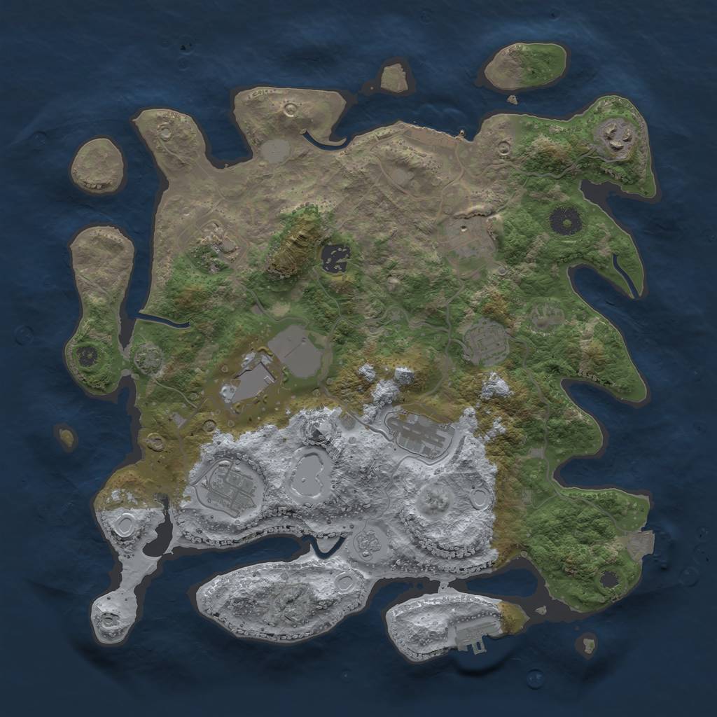 Rust Map: Procedural Map, Size: 3550, Seed: 25645094, 15 Monuments