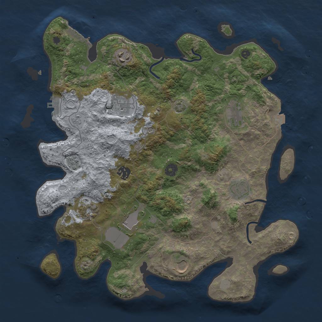 Rust Map: Procedural Map, Size: 3700, Seed: 83278409, 17 Monuments