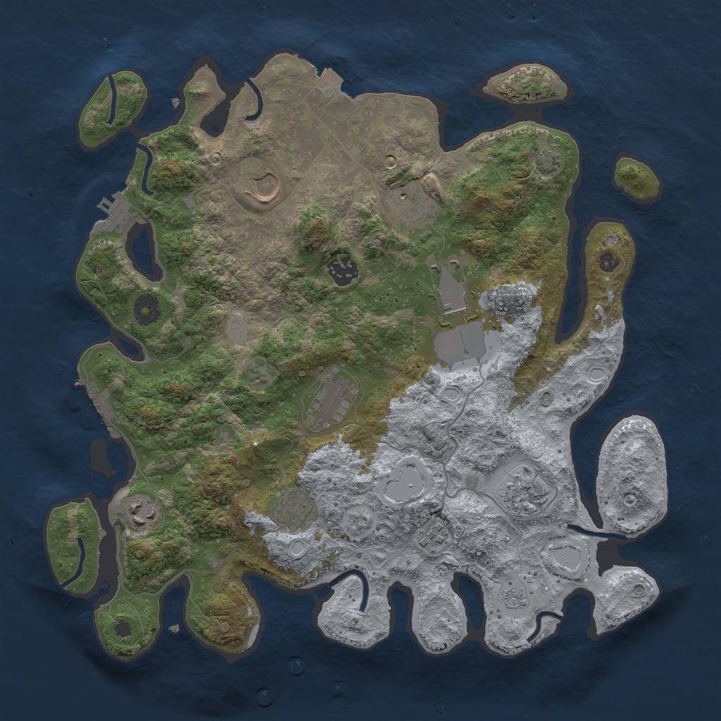 Rust Map: Procedural Map, Size: 3700, Seed: 15331521, 16 Monuments