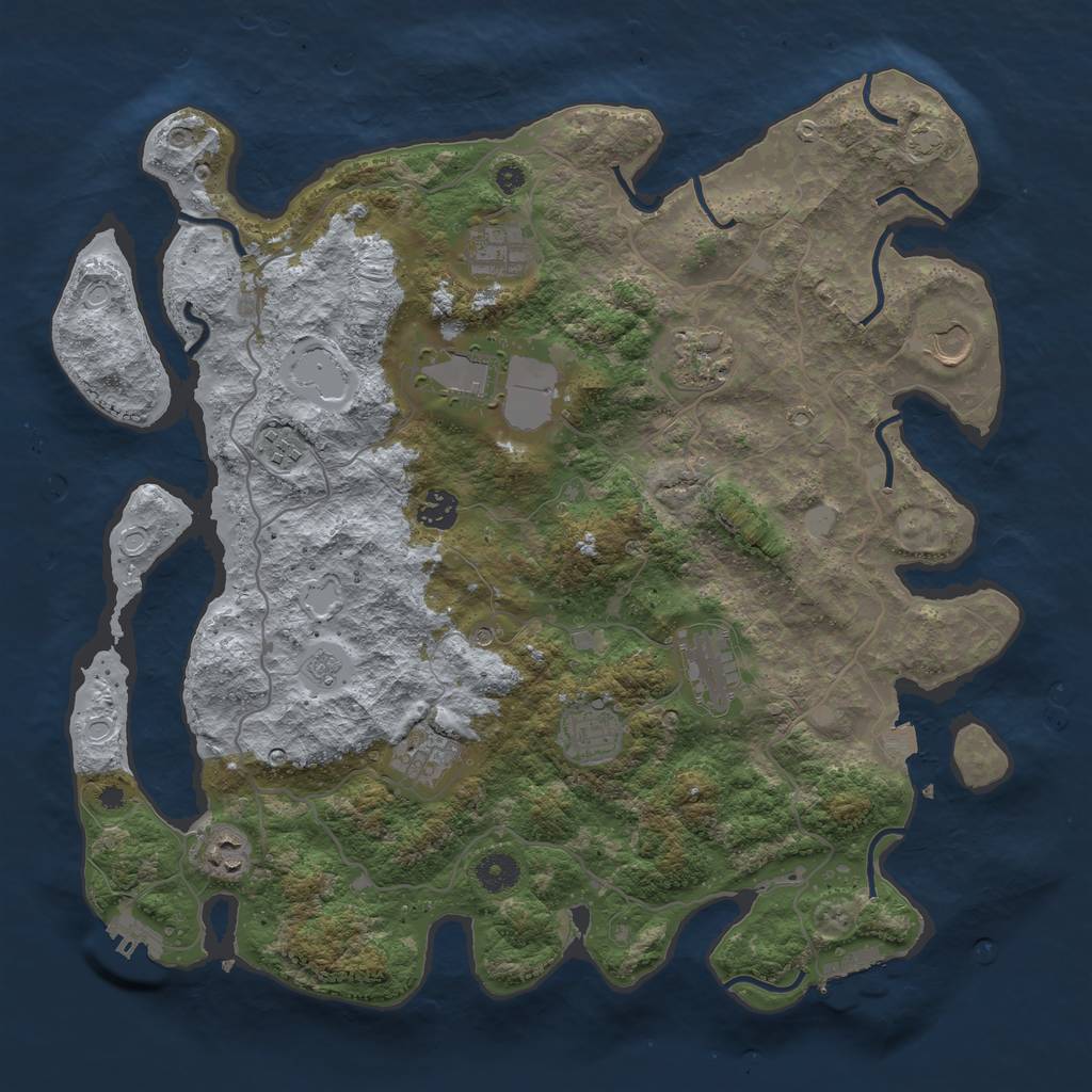 Rust Map: Procedural Map, Size: 4000, Seed: 44249793, 18 Monuments