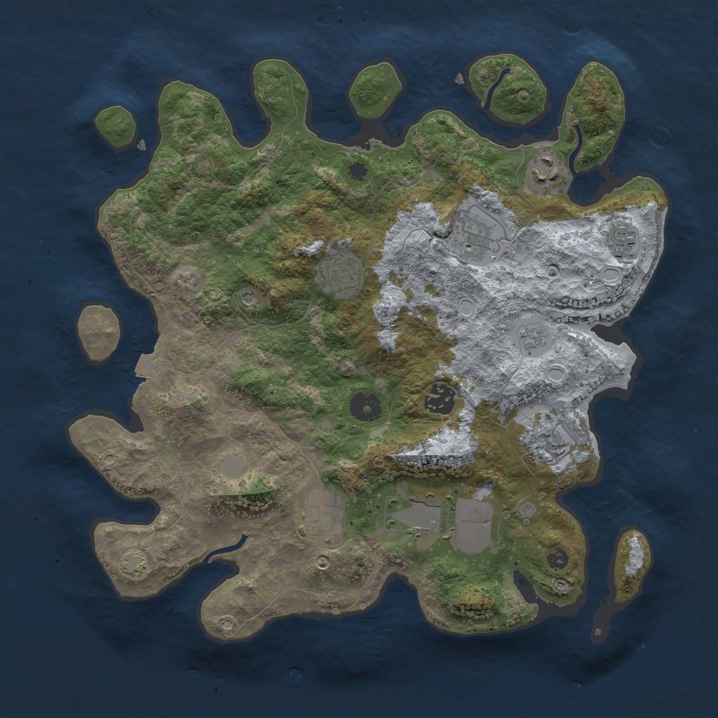 Rust Map: Procedural Map, Size: 3500, Seed: 1493268, 14 Monuments