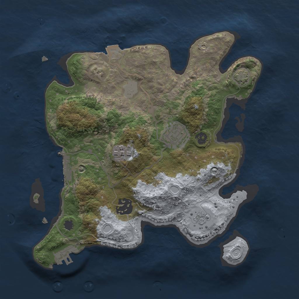 Rust Map: Procedural Map, Size: 2600, Seed: 63911, 10 Monuments