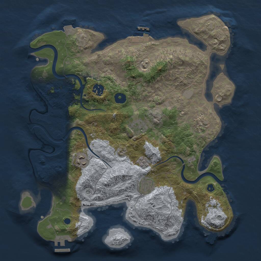 Rust Map: Procedural Map, Size: 3450, Seed: 18935655, 11 Monuments