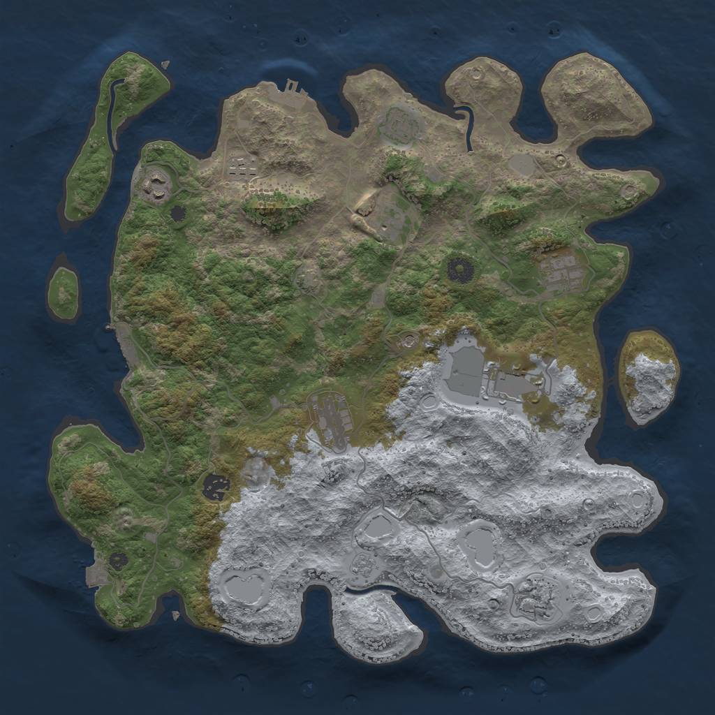 Rust Map: Procedural Map, Size: 3950, Seed: 39152628, 17 Monuments