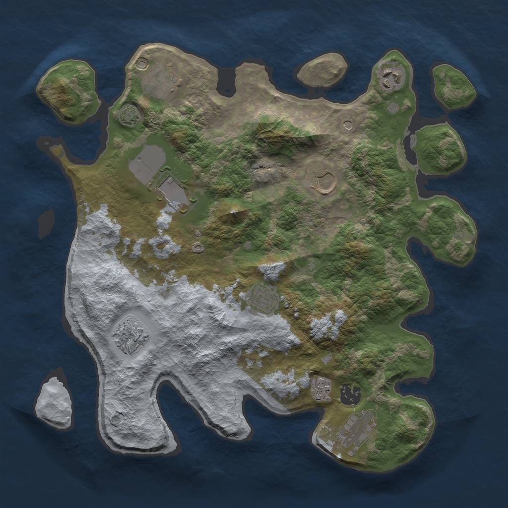 Rust Map: Barren, Size: 3500, Seed: 81548579, 13 Monuments
