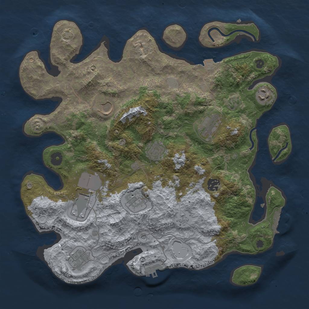 Rust Map: Procedural Map, Size: 3600, Seed: 27102319, 16 Monuments