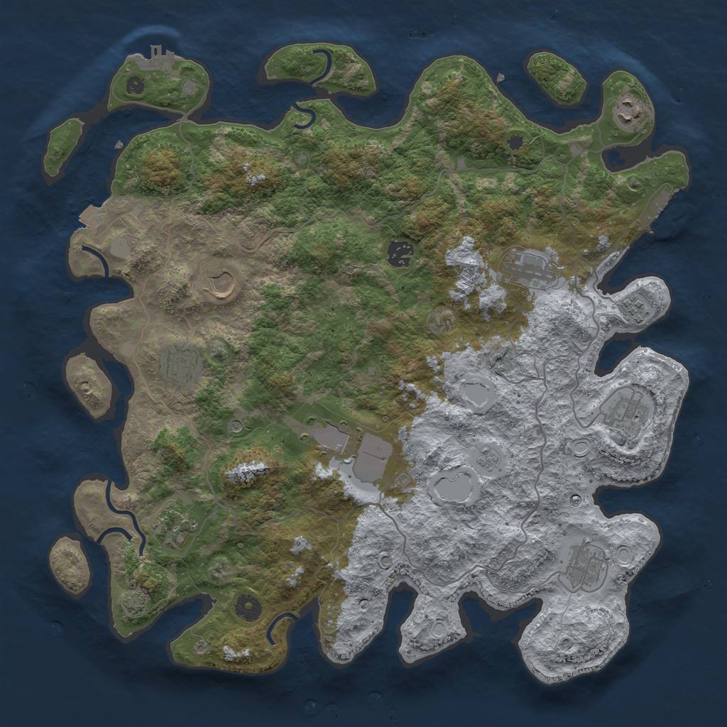 Rust Map: Procedural Map, Size: 4100, Seed: 45788336, 18 Monuments
