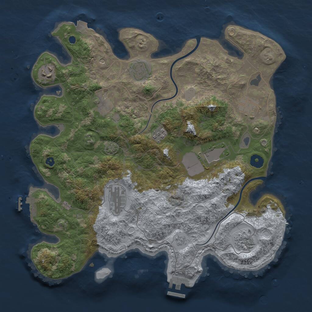 Rust Map: Procedural Map, Size: 3500, Seed: 1027202369, 14 Monuments