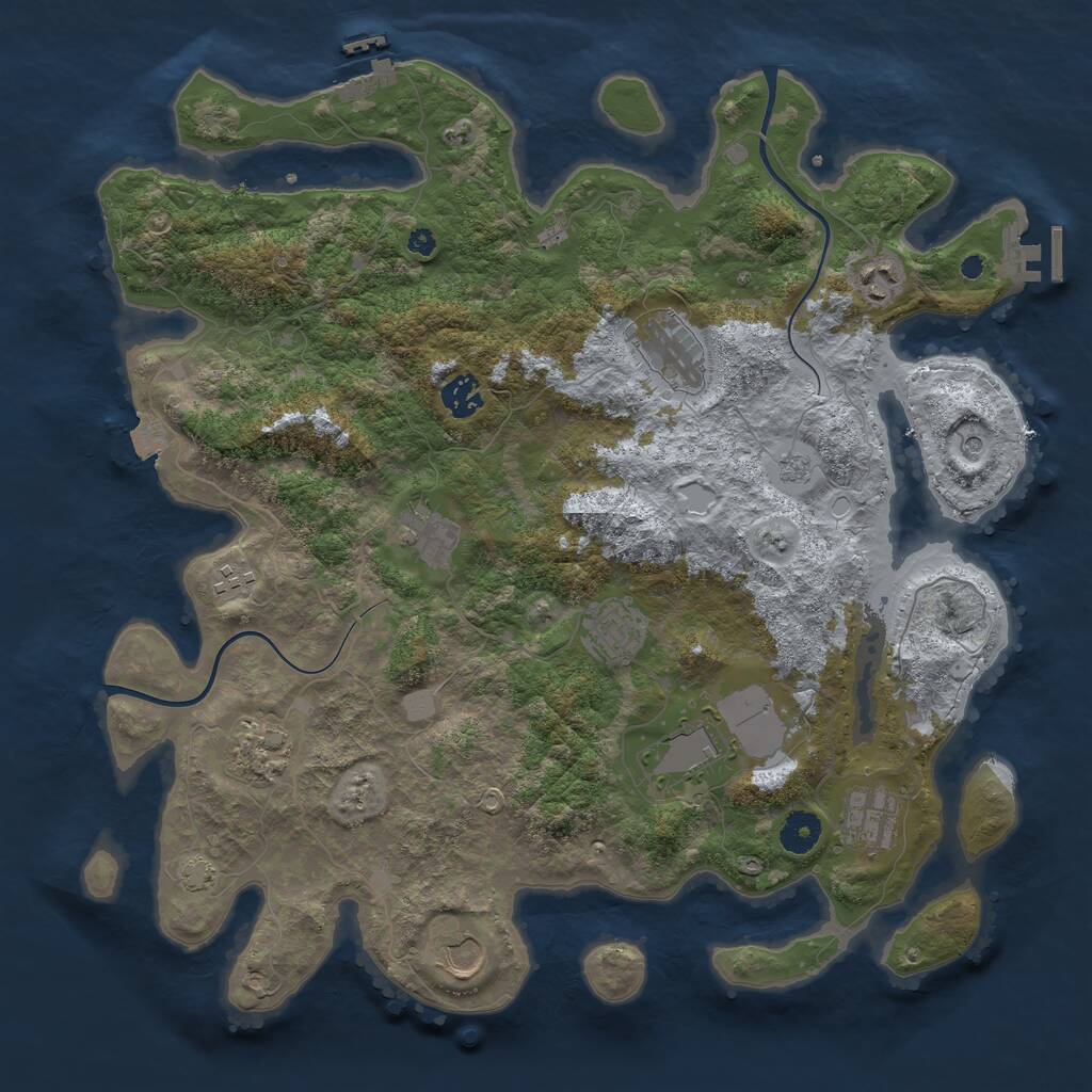 Rust Map: Procedural Map, Size: 3950, Seed: 30618364, 16 Monuments
