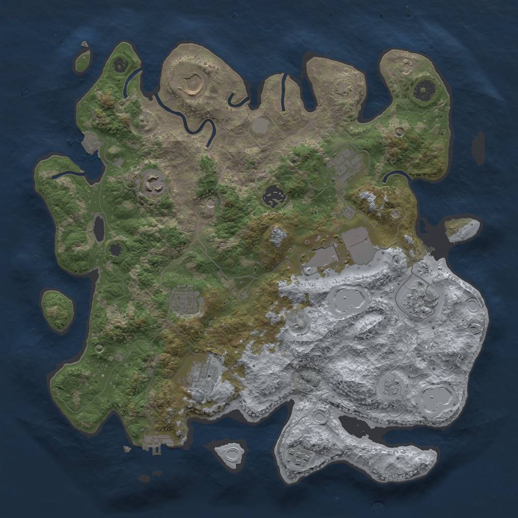 Rust Map: Procedural Map, Size: 3650, Seed: 6062640, 16 Monuments