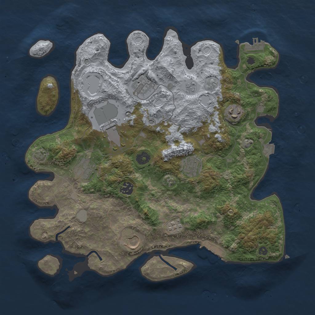 Rust Map: Procedural Map, Size: 3550, Seed: 76025163, 16 Monuments