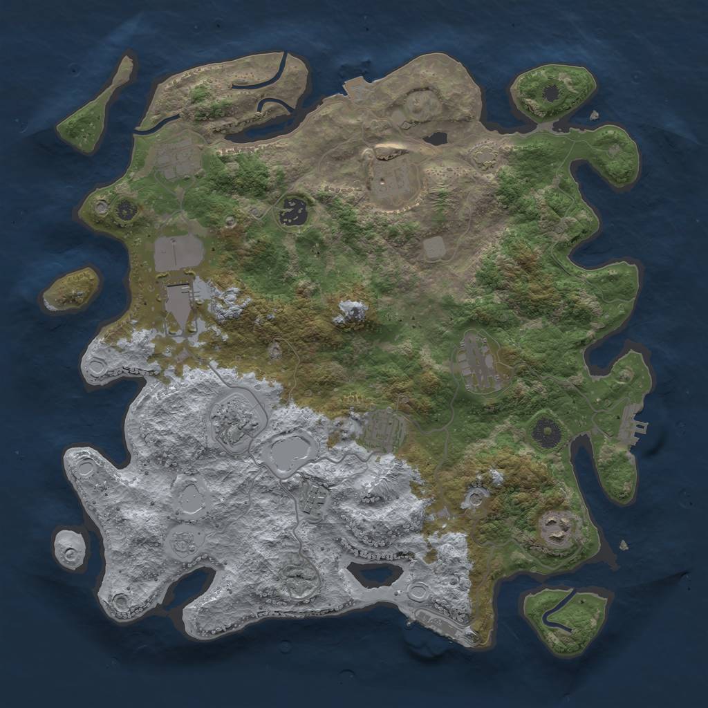 Rust Map: Procedural Map, Size: 3700, Seed: 59226158, 17 Monuments