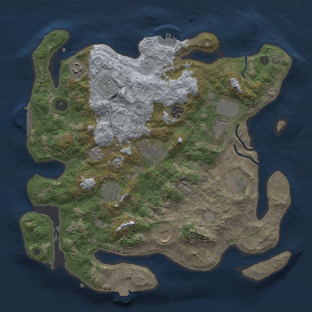 Rust Map: Procedural Map, Size: 3800, Seed: 62238738, 17 Monuments