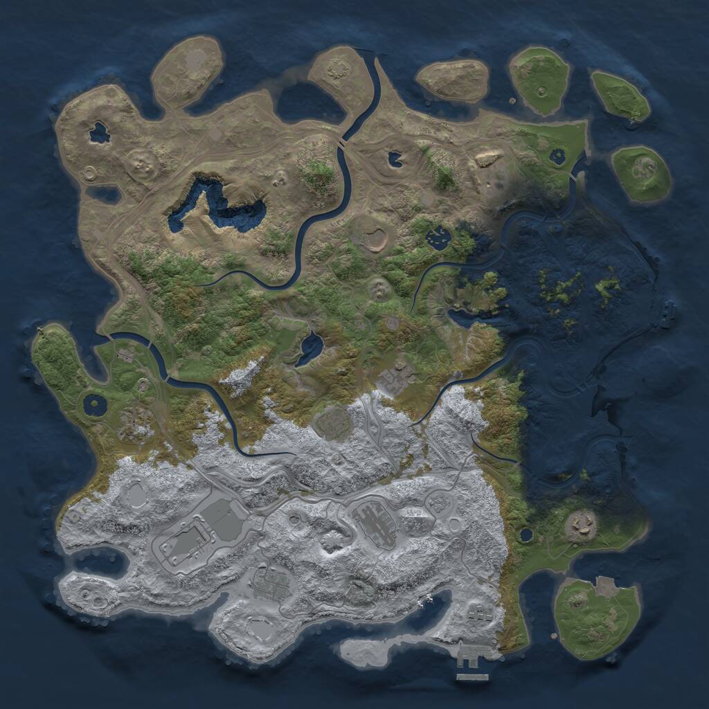 Rust Map: Procedural Map, Size: 4500, Seed: 871354385, 17 Monuments