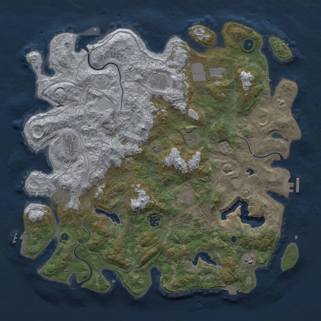 Rust Map: Procedural Map, Size: 4500, Seed: 1269797255, 16 Monuments