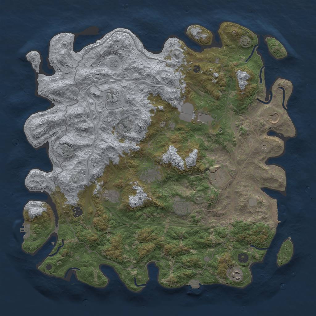 Rust Map: Procedural Map, Size: 4500, Seed: 1269797255, 18 Monuments