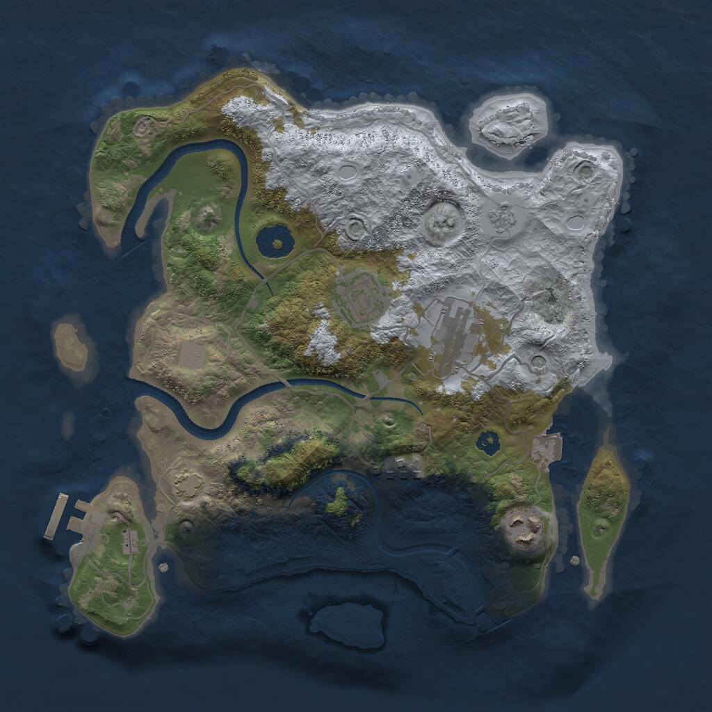 Rust Map: Procedural Map, Size: 3000, Seed: 37995378, 9 Monuments