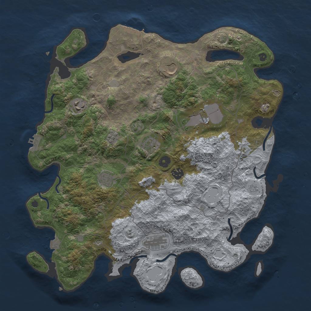 Rust Map: Procedural Map, Size: 4000, Seed: 406137773, 16 Monuments