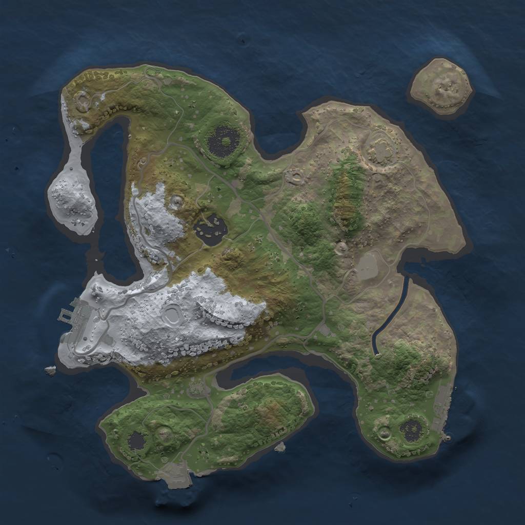 Rust Map: Procedural Map, Size: 2500, Seed: 585634427, 7 Monuments