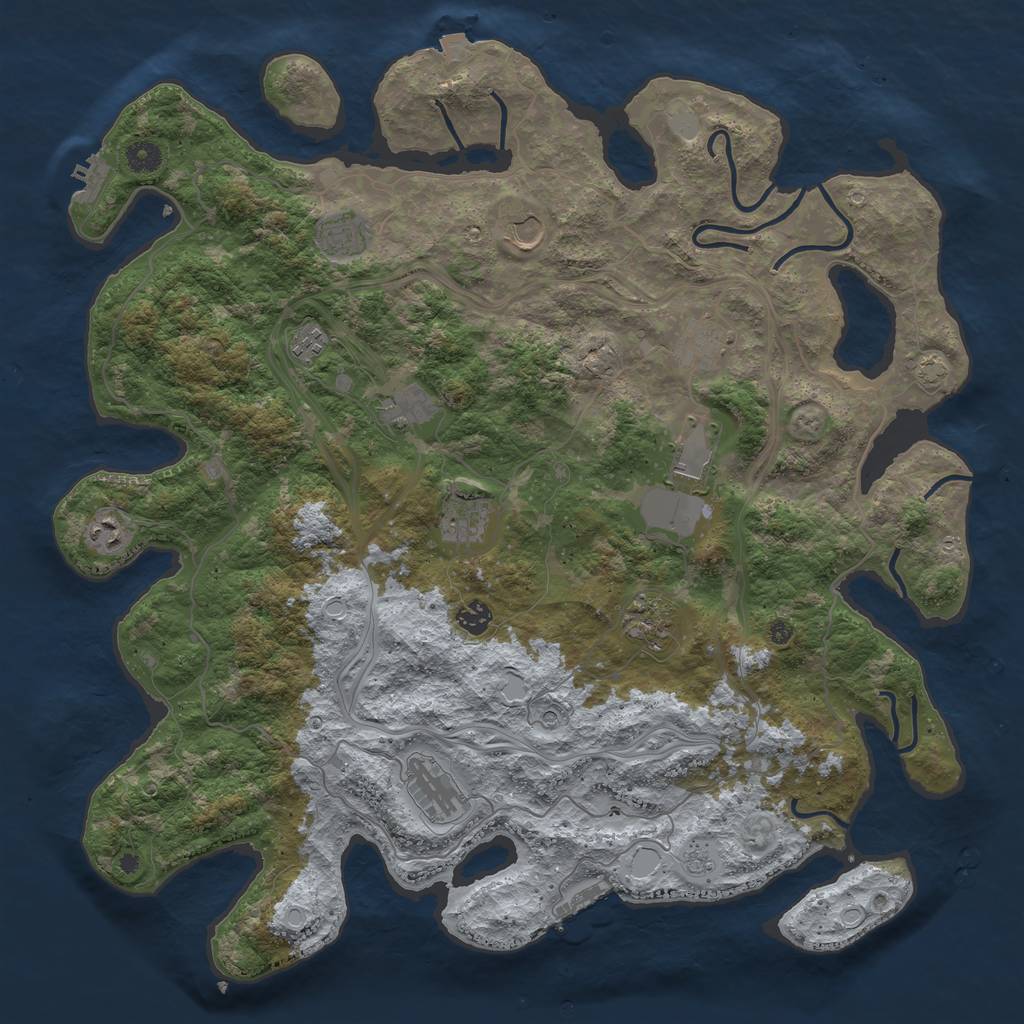 Rust Map: Procedural Map, Size: 4500, Seed: 1855306413, 19 Monuments