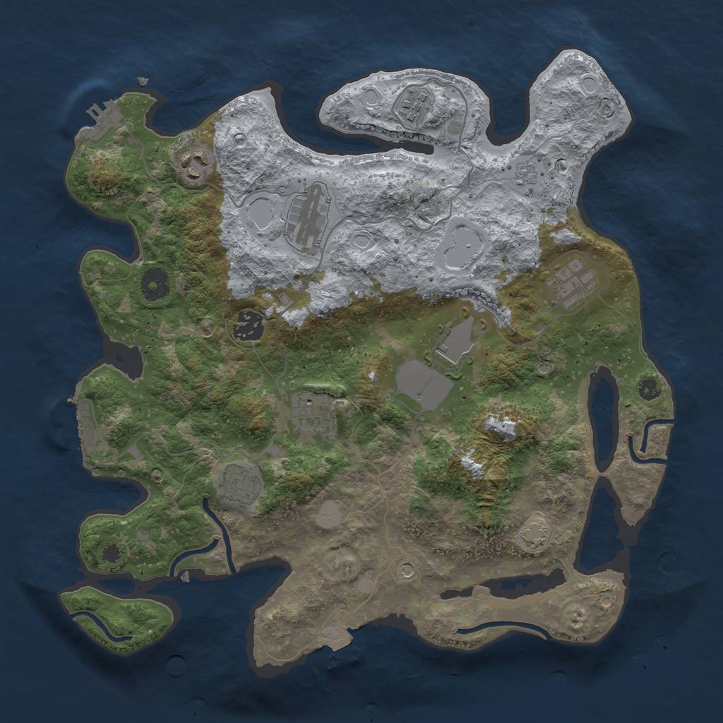 Rust Map: Procedural Map, Size: 3500, Seed: 381564524, 16 Monuments