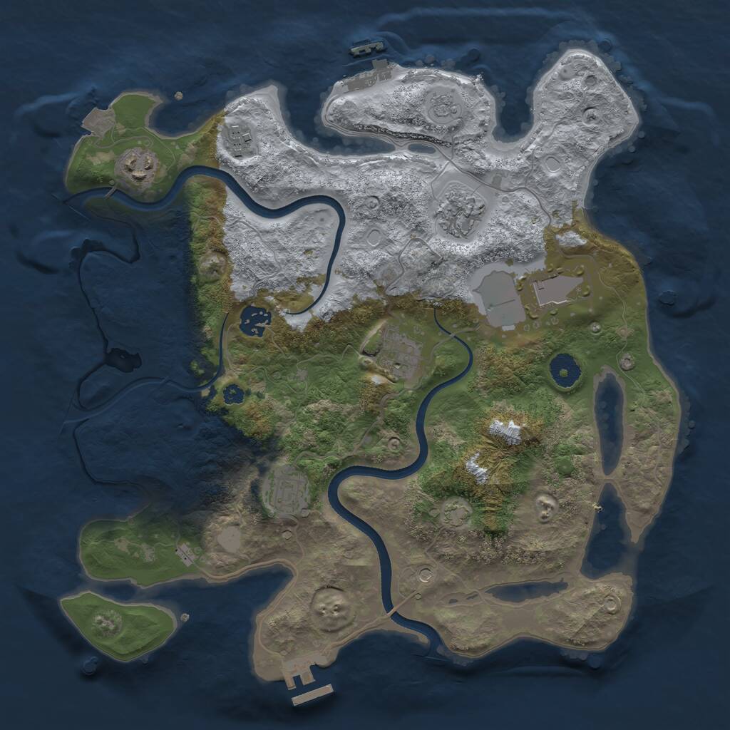 Rust Map: Procedural Map, Size: 3500, Seed: 381564524, 13 Monuments