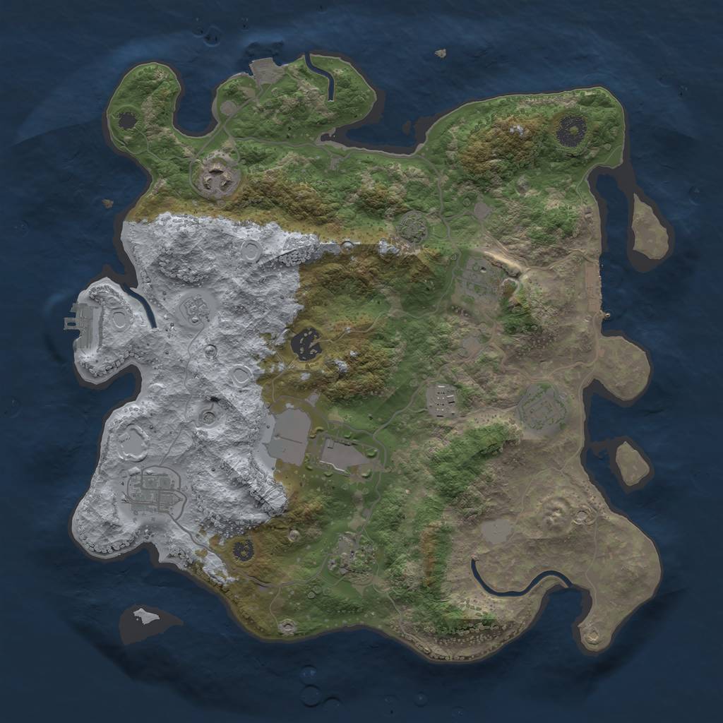 Rust Map: Procedural Map, Size: 3500, Seed: 71507538, 16 Monuments