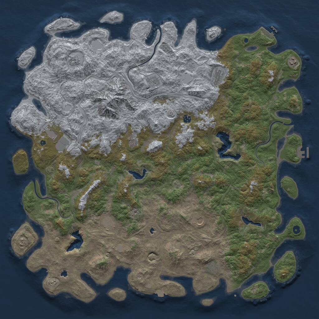 Rust Map: Procedural Map, Size: 6000, Seed: 476636367, 17 Monuments